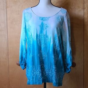 Chico's 3/4 sleeve poly/cotton India vibe top